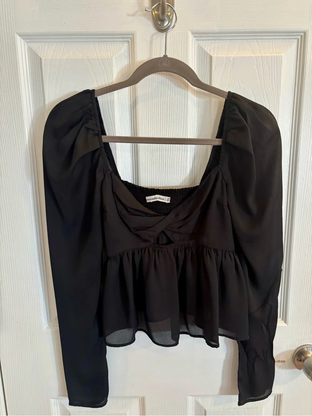 Black Long-Sleeve Baby Doll Top